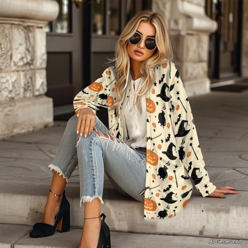 Image of Women's Lightweight Cardigans with Pockets Trendy Long Sleeve Open Front Cardigan Casual Tops Jackets Fall Oufits S-2XL