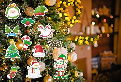 Image of Hying 56 PCS Christmas Cutouts Xmas Tree Snowman Bulletin Board Set Santa Cutout Decorations Winter Holiday Cutouts Cardstock Paper Cut-Outs for Classroom Chalkboard Decorations