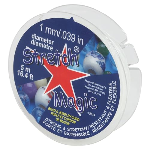 Image of Stretch Magic Elastic Beading Cord - Clear Color, 1mm in Diameter, 5-Meter (16.4 ft) - Easy to Knot, Strong & Stretchy String for Making Beaded Jewelry