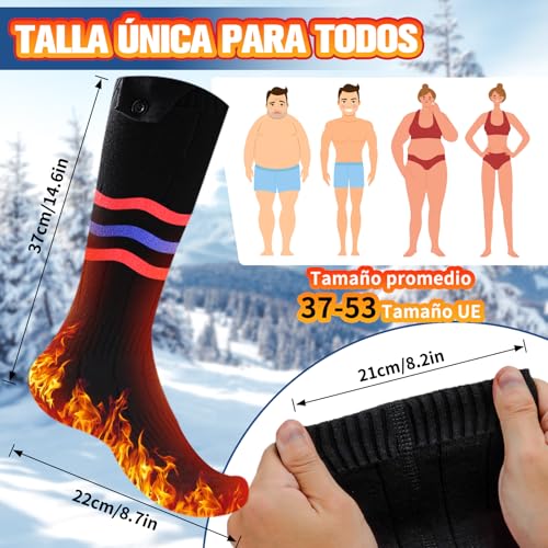 Miniatura 6 de Multper Calcetines Calefactables Hombre Mujer, 5000mah Calcetines Eléctricos Recargables Mejorados,Unisex Calcetines Termicos Lavables Para Esquí Ciclismo Pesca, Regalo Para Hombres Mujeres 37-53