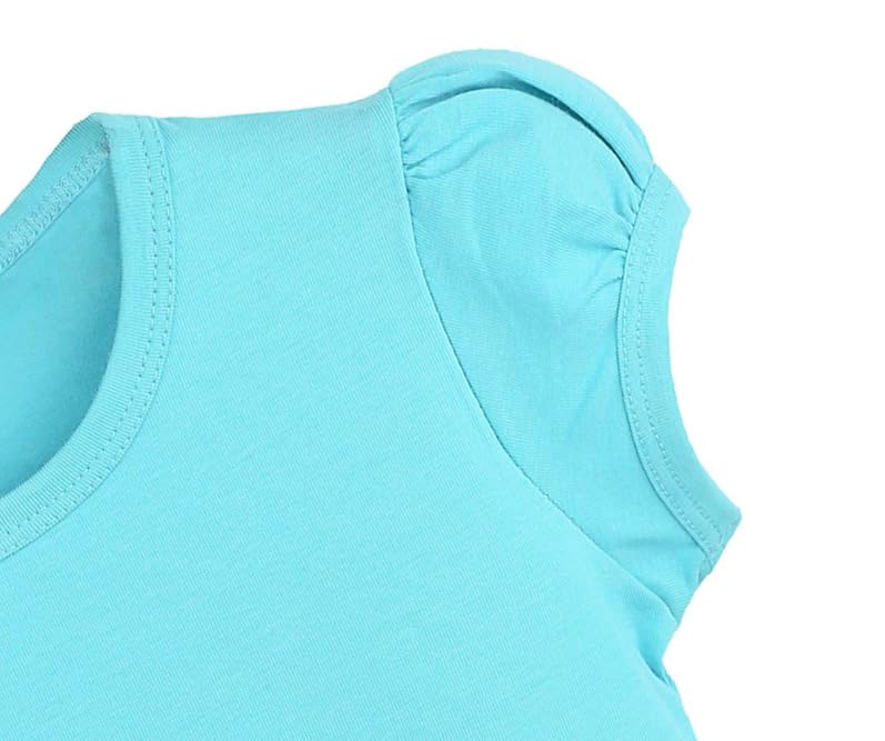 Image of Lilax Girls Short Puff Sleeve Cotton T-Shirt, Toddler & Little Girls Top | 95% Cotton Puff Sleeve Tee; Crewneck, Short Sleeve; Toddler & Girls Sizes 2T-12; for School, Play & Everyday; Machine Wash
