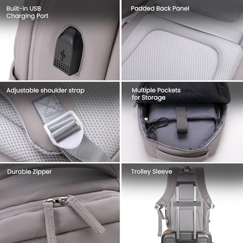 Image of THE CLOWNFISH Waypoint Series Travel Backpack | PU+Polyester | Office Bags For Men, Bags For Women Office Use Travel Bag For Men Travel Backpack | With USB Port on the side | 15L Capacity | Grey