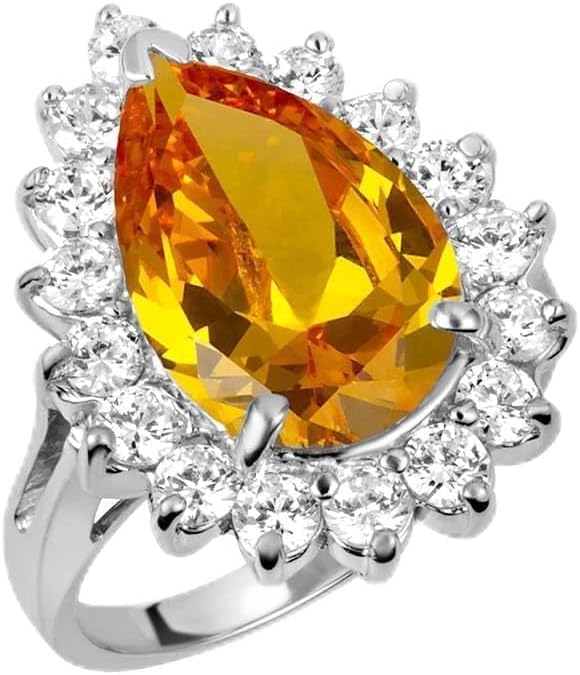 Claddagh Gold Elegant Sterling Silver Pear-Shaped Solitaire Personalized Birthstone Halo Ring