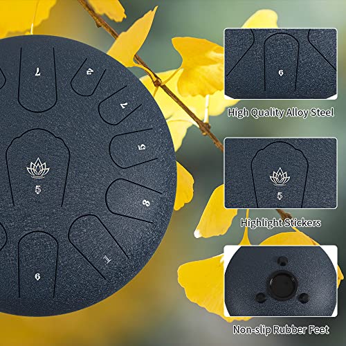 Yasisid Steel Tongue Drum 12 Inches 13 Notes Musical Instruments, Handpan Drum Percussion Instrument With Soft Bag, Music Book And 2 Mallets For Meditation #TOP3