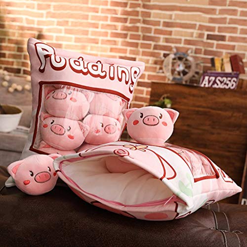 おやつ袋抱き枕 可愛い豚 縫いぐるみ 豚プリン お菓子袋型クッション おもちゃ 抱きまくら プレゼント ストレス解消 40*50cm (可愛い豚, 1袋8枚入)