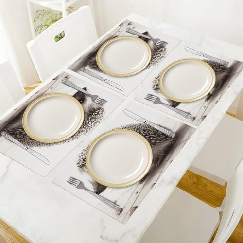 Set de table hérisson antidérapant lot de 6 pièces lavables cuisine - 7