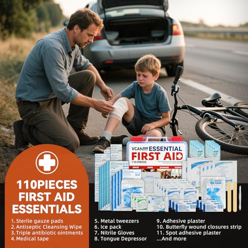 Image of Jump Starter with Air Compressor, VCANENERGY Roadside Emergency Car Kit with 12V Portable Battery Jump Starter & Tire Inflator for Cars, Trucks, SUVs-Car Emergency Kit for Women, Men, Teen