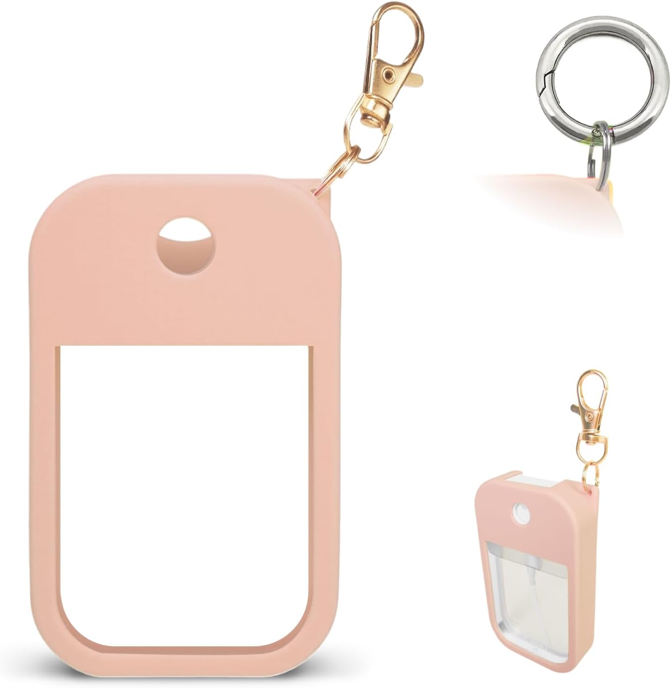 1 PC Soft Silicone Case for Touchland Power Mist (1FL. OZ./30 mL), Protective and Stylish Case with Keychain Compatible with Touchland Hand Sanitizer Spray (Nude)