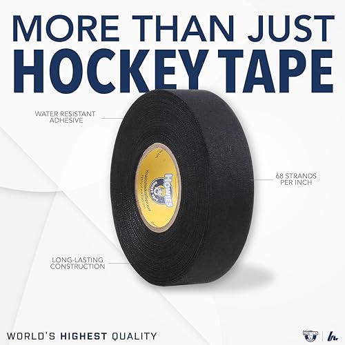 Howies Hockey - Black Hockey Tape 1 Pack - Cloth Stick Tape - Strong, Long-Lasting Adhesive for Stick Blade, Lacrosse, Baseball - 1 Inch x 24 Yards - Professional Quality