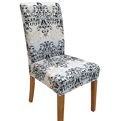 Springrico 4 Pack Chair Covers For Dining Room, Stretch Dining Chair Cover, Washable Spandex Kitchen Parsons Chair Slipcovers, Removable Seat Protector For Home Or Party (Set Of 4, Royal Art) #TOP11