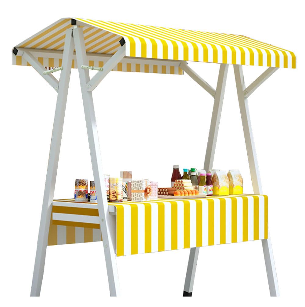 KingWich Portable Vendor Stall Cart,Mobile Kiosk Stand，Street Food Vendor Cart Outdoor Stall Display Stand(Size:110 * 60 * 200cm,Color:Yellow)