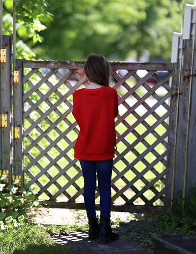 Image of Arshiner Girls Crewneck Sweatshirt Long Sleeve Pullover Tops Drop Shoulder Sweatshirts Side Split