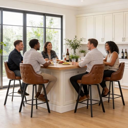 Image of Bar Height Bar Stools Set of 4, 30 inch Stools with Back for Kitchen Island