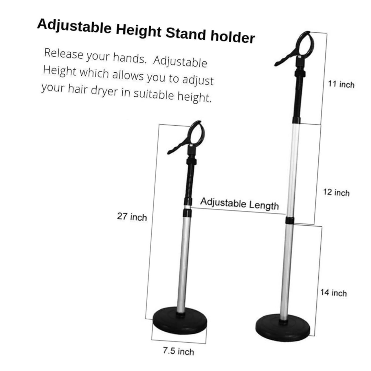 Housoutil Supporto per Asciugacapelli Nero con Ventosa, Rotazione 360° e Uso Mani Libere, Facile da Montare per Asciugatura e Styling