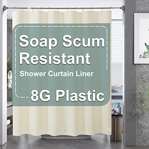 Image of AmazerBath Plastic Shower Curtain Liner, 72 x 72 Inches EVA 8G Heavy Duty Beige Waterproof Weighted Thick Bathroom Curtain with 3 Clear Weights and 12 Rustproof Grommet Holes