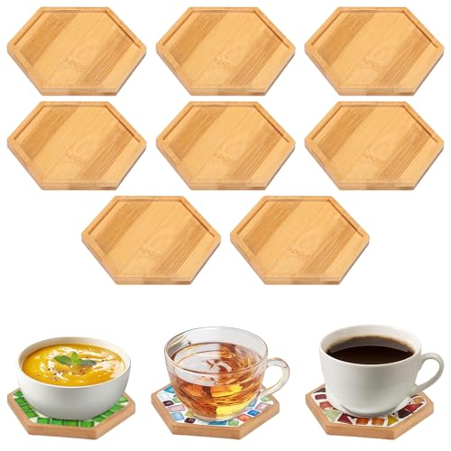 VIVIIHOO Kit DIY 8 sous-Verres en Bambou Naturel, Mosaïque à Peindre pour Adultes, Résistants à la Chaleur pour Verre et Céramique, Activité Créative et Loisir