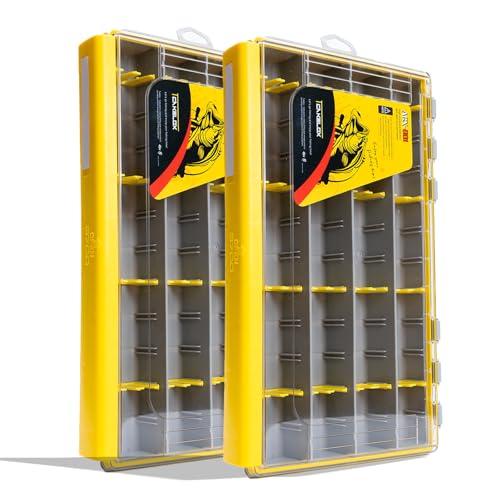 Caja Deluxe para Equipamiento de Pesca, Impermeable, Organizador con Bandejas Terminales 3600 y 3700, Incluye 2 Divisores Tipo, Multiusos y Almacenamiento Todo en Uno (3700-2 paquete universal de 2)
