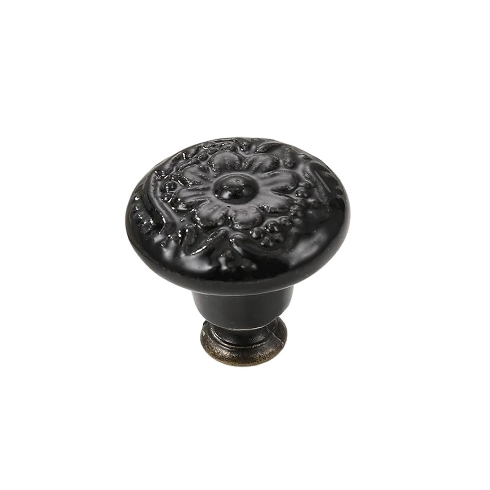 YILWPV 2pcs Retro Pattern Ceramic Drawer Knob Furniture Handle Door Cabinet Polished for Cupboard Hardware Handle Sets(Black)