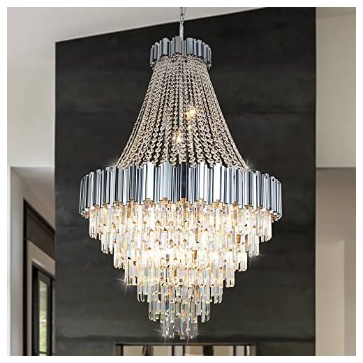 ANTILISHA Luxury Large Foyer Chandelier, Modern 21-Lights Crystal Round Chandelier Pendant Hanging Light Fixture Chrome Lighting Chandelier for High Ceiling, Entryway, Staircase Chandelier D36''
