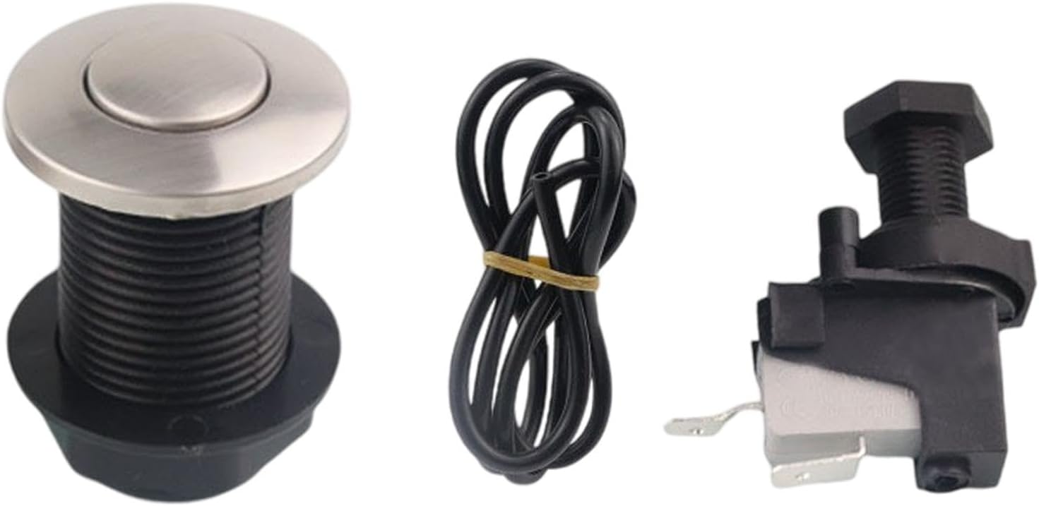 Air Switch Kits Air Button Switch Sturdy Garbage Disposal Air Switch for Food Waste Disposer Replacement Sink Top Air Switch, 32mm Brushed Argent