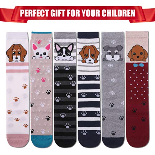 Image of FNOVCO Girls Knee High Socks Cartoon Animal Patterns Cotton Over Calf Socks