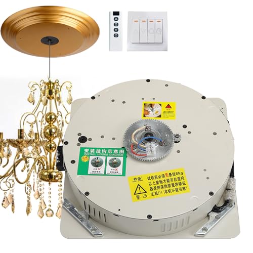 agreilduite Système de Levage motorisé pour lustres, avec télécommande et Interrupteur Mural, capacité de 50/100/150 kg, pour Le Nettoyage des Lampes. Gold-50kg/110Lbs