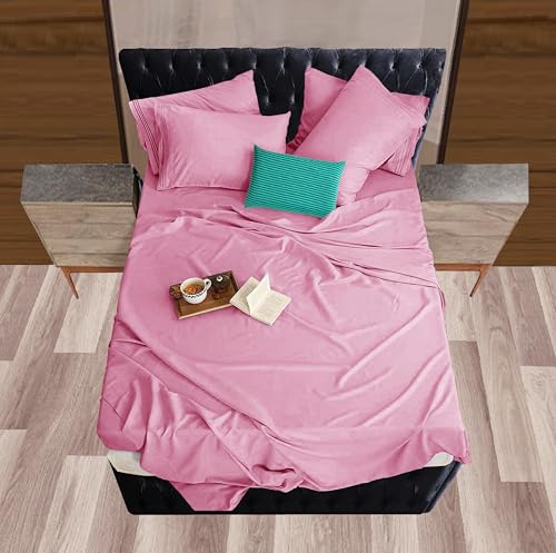 Image of Mocassi Twin Sheet Set - Luxury Hotel 1800 Premier Bedding Sheets & Pillowcases - Ultra Soft Breathable & Cooling Bed Sheets - Deep Pocket - Wrinkle Resistant - 4 Piece Set - Twin, Light Pink