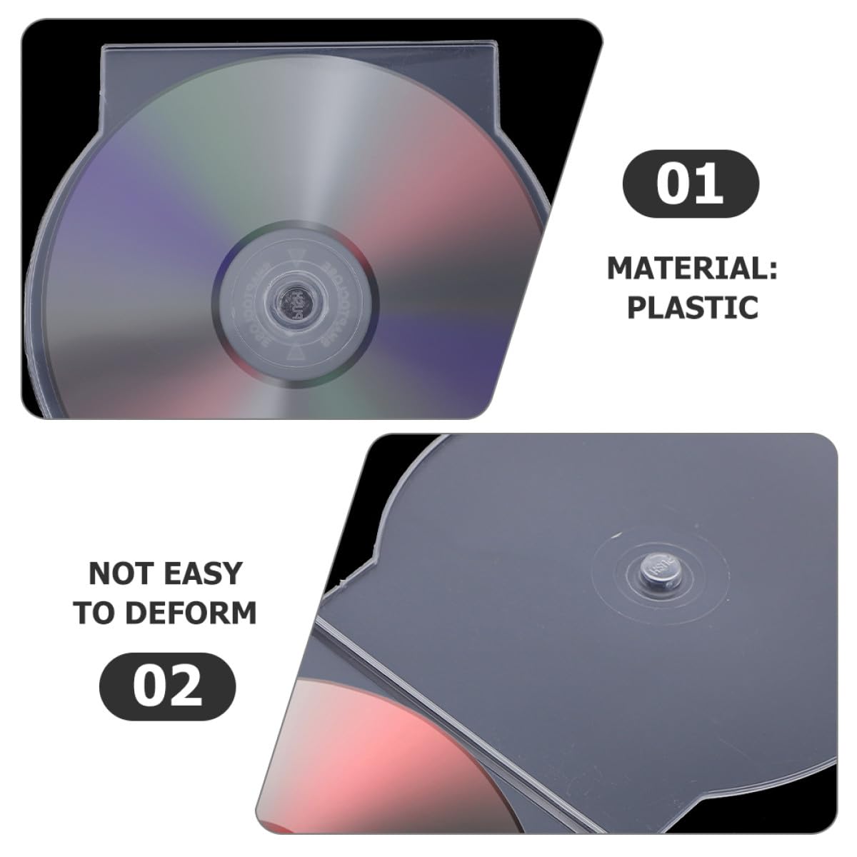 Lurrose Custodie Trasparenti e Facile Identificazione 50 Pezzi in Plastica per CD Scatole per Archiviazione CD Singoli Protezione Dalla Polvere Formato Semicircolare Bianco