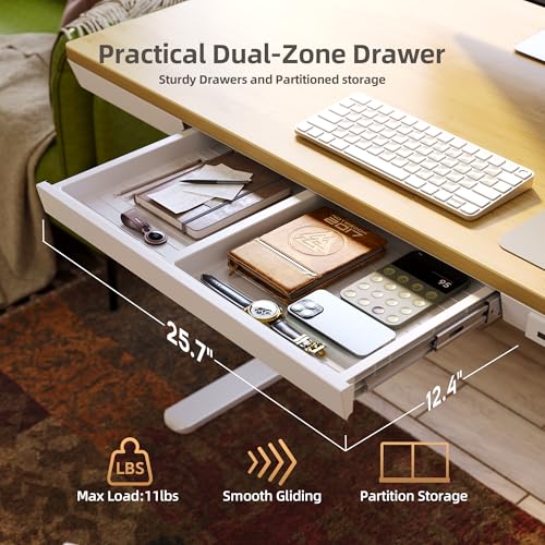 Image of Claiks Bamboo Standing Desk with Drawers & USB Ports 48x24