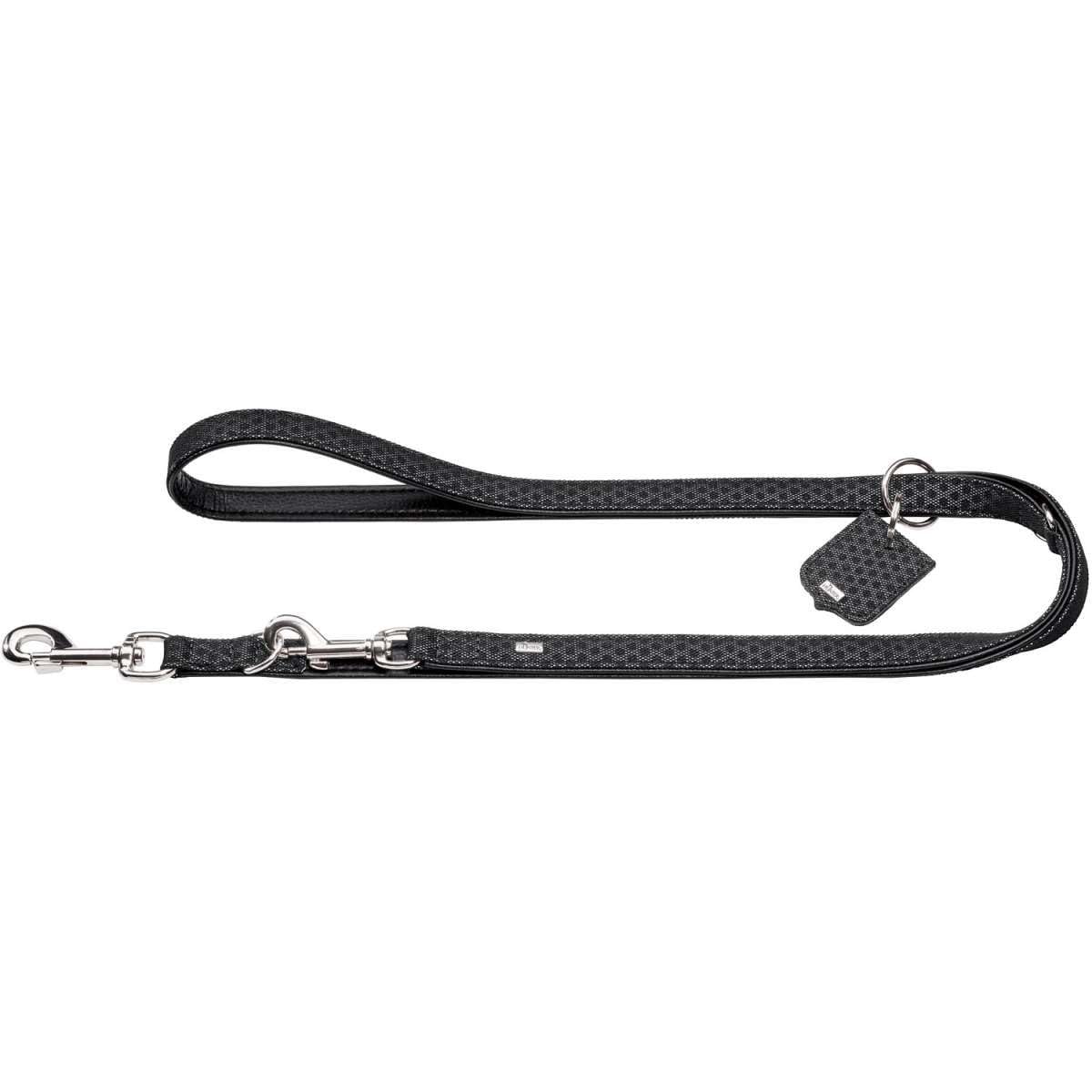 HUNTER Training leash Hella Reflect, 15/200 Artificial leather, reflecting, black, Medium