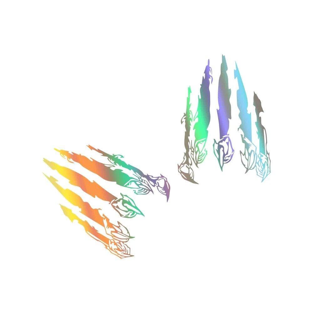 Car Beast Claw Paw Print Scratch Marks Stickers Decals for BOD(Colorful Laser,50cmx40cm)