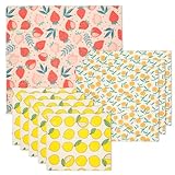 Harupink 9 Stücke Bienenwachstücher,Bienenwachs Wraps aus Naturwachs & Bio-Baumwolle,Wiederverwendbare Wachstücher für Lebensmittel,Bienenwachstuch natürlich & plastikfrei frisch (Obst 9pcs)