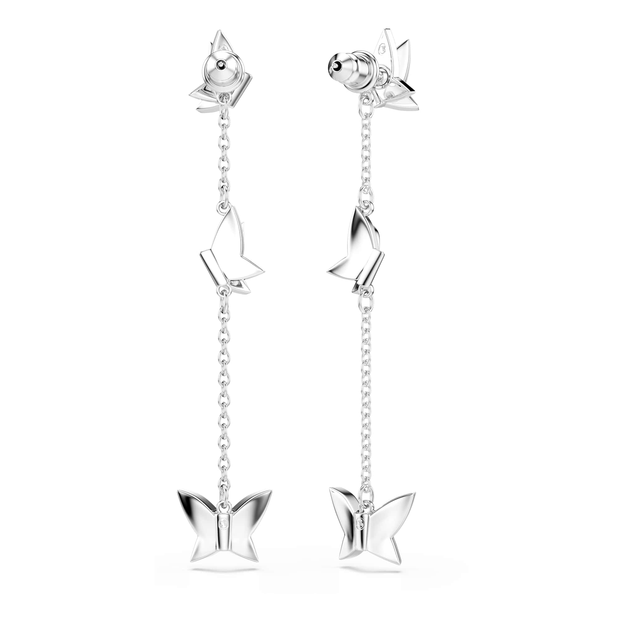 Swarovski Idyllia Ohrringe, Rundschliff, Schmetterling, Lila, Rhodiniert