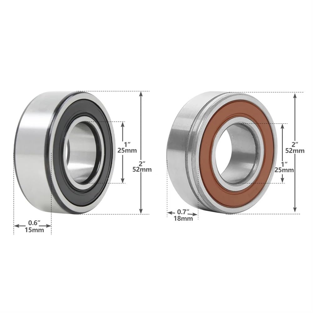 Cuscinetto a Sfere sigillato per Ruota Anteriore da 25 mm x 52 mm x 15 mm, Compatibile con Modelli ABS da 18 Pollici e unità Simili
