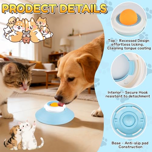 Futternapf Hund Katze, Hundenapf Schleckmatte Slow Food mit Schleckball, Leckmatte mit Saugnäpfen, Haustier Interaktives Spielzeug Geschenk, Futterausgabe für Gelangweilte Welpen Katzen