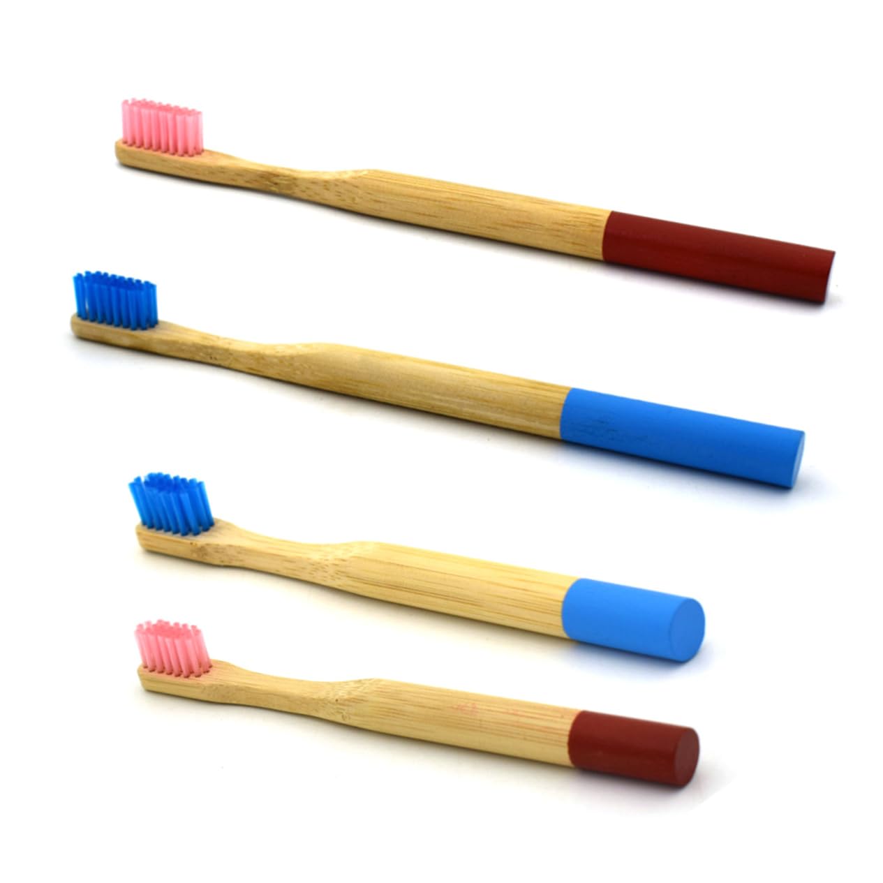 NOLITOY Bamboo Toothbrush Natural Bristles Travel Biodegradable Round Handle Design for Adults Blue Sustainable Oral Care
