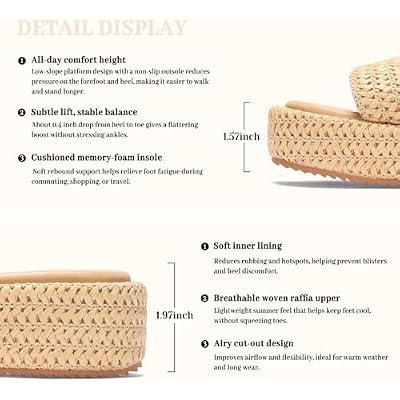 Monrovia Platform Sandals Women Raffia Espadrille Slides, Woven Straw Flatform Beach Sandals Women, Slip On Summer Vacation Shoes, Comfortable Casual Daily Wear