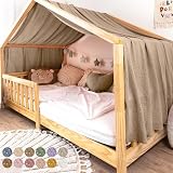 lilimaus Hausbett Himmel mit Gold Applikation [in 12 Farben] Betthimmel Hausbett aus 100% Baumwolle Musselin - Stof ...
