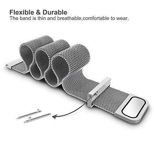 Image of AONES 20mm Magnetic Loop Watch Strap Compatible for Zebronics Flaunt Pro Zeb-Fit 3 Metal Chain SmartWatch Band