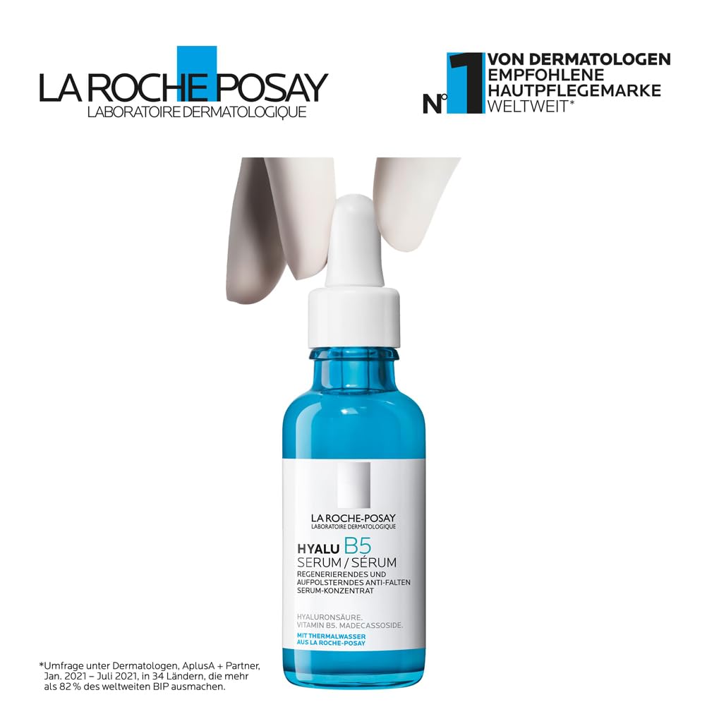 La Roche Posay Anti-Falten-Serum, Für normale bis empfindliche Haut, Regenerierend und Aufpolsternd, Mit Vitamin B5, Madecassosiden und Hyaluron, HYALU B5 Serum-Konzentrat, 30 ml | Für alle Hauttypen, aufpolsternde und reparierende Wirkung, strahlende Hau