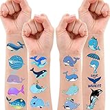 Anprola Whale Temporary Tattoo Stickers for Kids 20 Sheet Narwhal Ocean Theme Birthday Party Favors Decorations Supplies for Boys Girls Gifts Classroom School Prizes Rewards