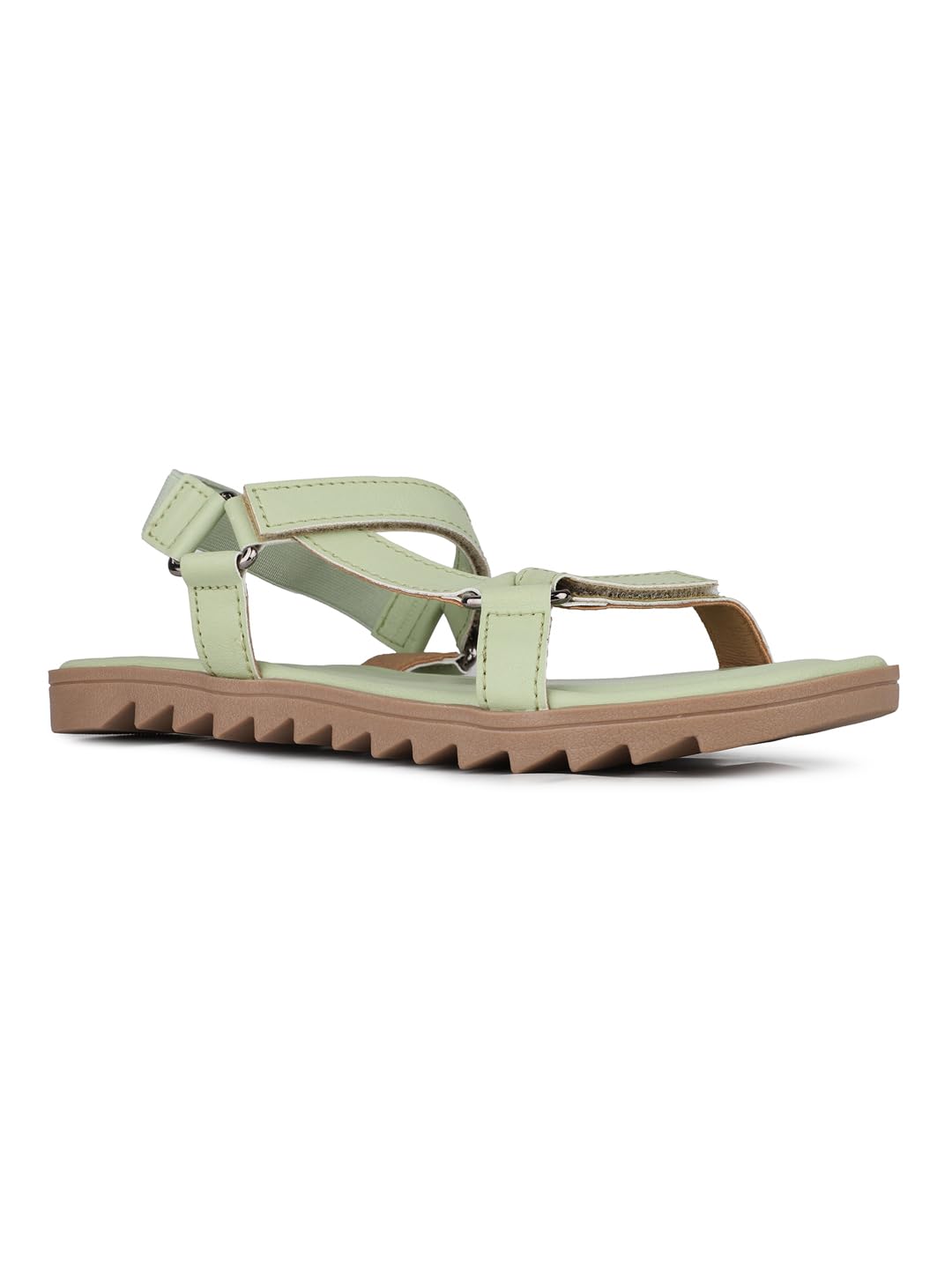Womens Womens Green Solid Open Toe Flats Slide Sandal-image-20