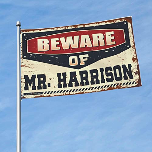 裏庭のバー装飾 Beware Of Mr. Harrison 国旗 デスクアクセサリー 男性用 クール ファニーフラッグ (サイズ:152X244CM)