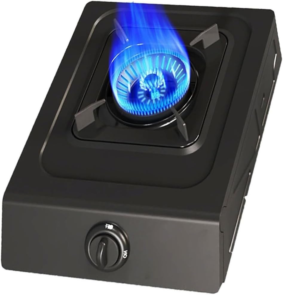 Gas Stove 1 Burner - 5.0KW Stainless Steel Cooker, One-Piece Fire Cover Tabletop Hob, with Flameout Protection, for Caravan Home Kitchen Camping(LPG)(NG)