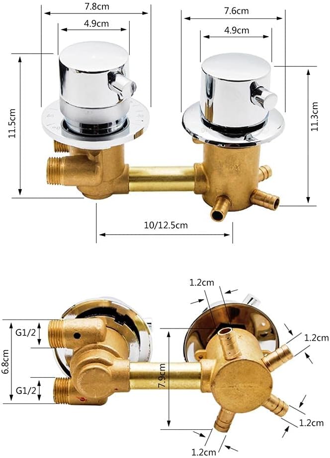 Thermostatic Shower Faucets 2/3/4 Outlet 10cm /12.5cm Intubation Brass Mixing Valve Tap Temperature Mixer Control Bathroom