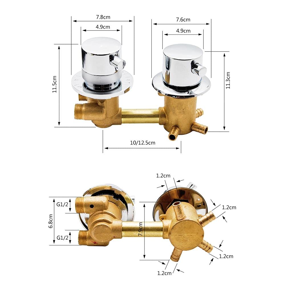 Grifos de ducha termostáticos 2/3/4 salida 10 cm / 12,5 cm válvula mezcladora de latón para intubación grifo mezclador de temperatura Control de baño