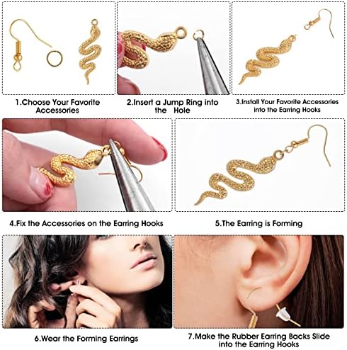 Yolev 450PCS Earring Hooks Kit, Silver/Gold/Rose Gold Hypoallergenic Earring Jewelry Making kit, Includes 150pcs Earring Hooks, 150pcs Clear Earring Backs, 150pcs Jump Rings Earring Making Supplies