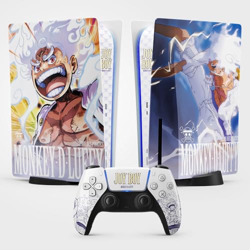 Sticker Autocollant pour la Console PS5, Accessoire pour la PS5 Jeux vidéo, Covering décoration Manga pour la Console PS5 (Gear 5, Standard Disque + 1...