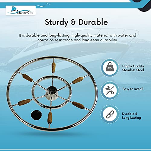 Marine City 304 Grade Stainless Steel 6 Spokes Attractive Steering Wheel 24 Inches Diameter For Marines – Boats – Yachts (Pack Of 1) #TOP3