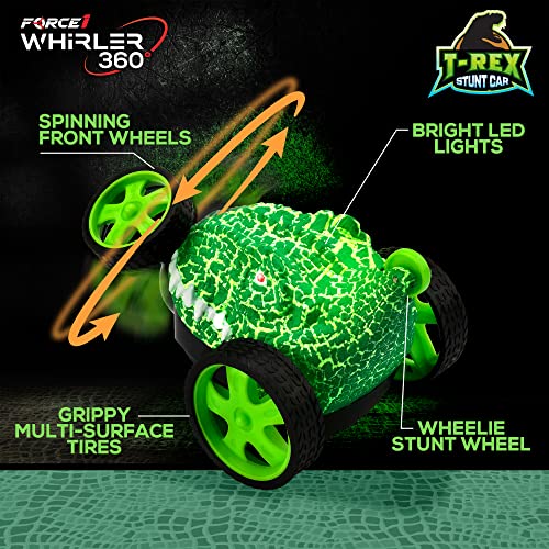 image for Force1 Dino Whirler T-Rex 360 Stunt Car Mini RC Car for Kids - Mini St